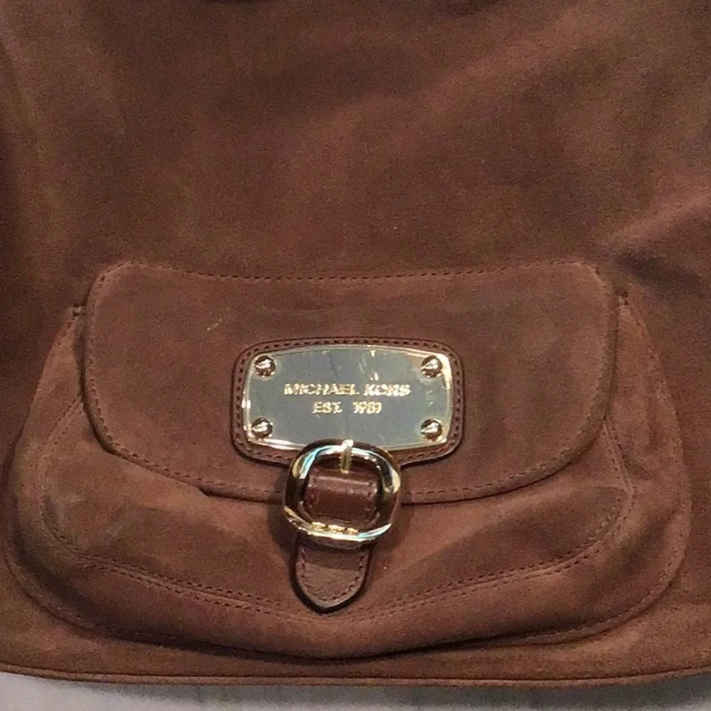 Michael Kors MK Hudson Downtown Suede Leather Large Shoulder Bag